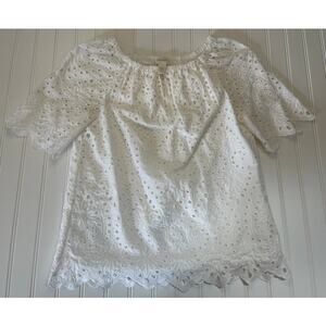 Chico's White Eyelet Top Shirt - Size Women's Small Chico's Size 0